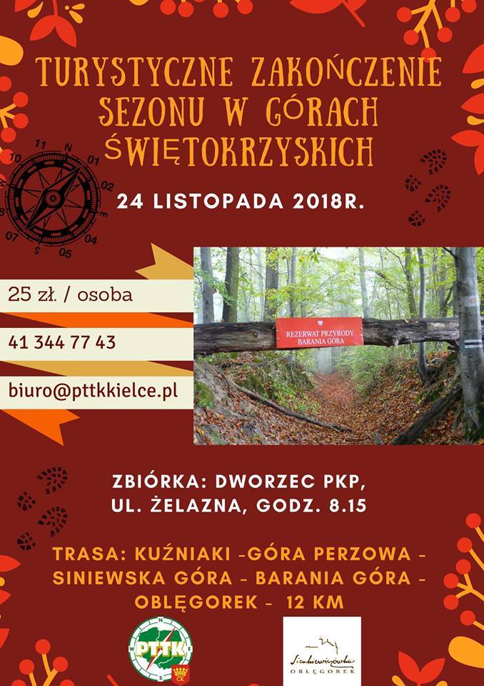 Turystyczne zakończenie sezonu w Górach Świętokrzyskich 2018